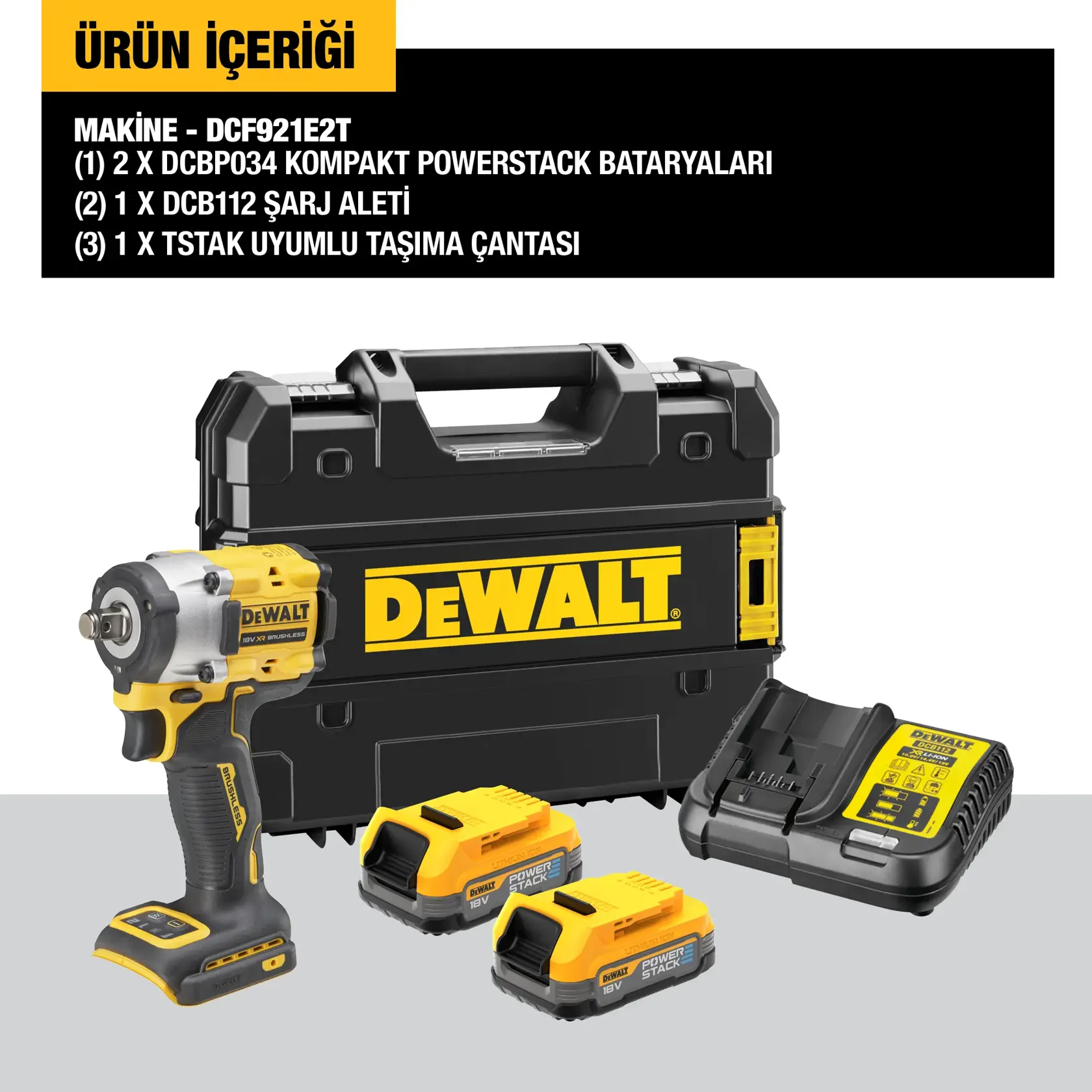 18V 1.7Ah Li-Ion Power Stack Kömürsüz Çift Akülü Somun Sikma