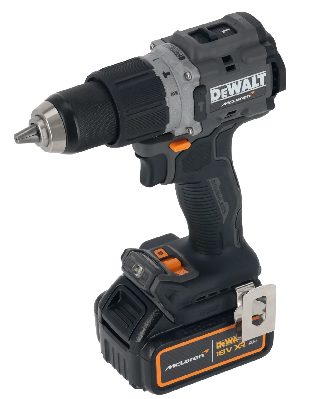 DEWALT x McLaren F1 Takımı 18V XR Fırçasız Darbeli Matkap Vidalama - 2 x 4Ah Akü ile