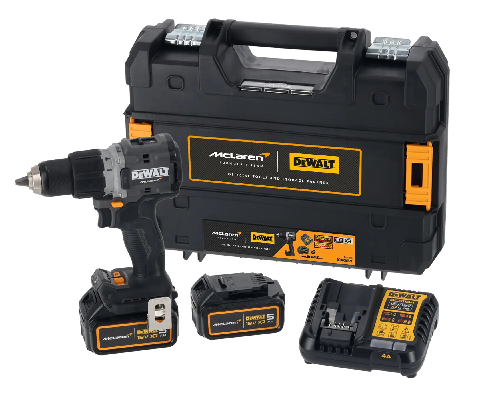 DEWALT x McLaren F1 Takımı 18V XR Fırçasız Darbeli Matkap Vidalama - 2 x 5Ah Akü ile