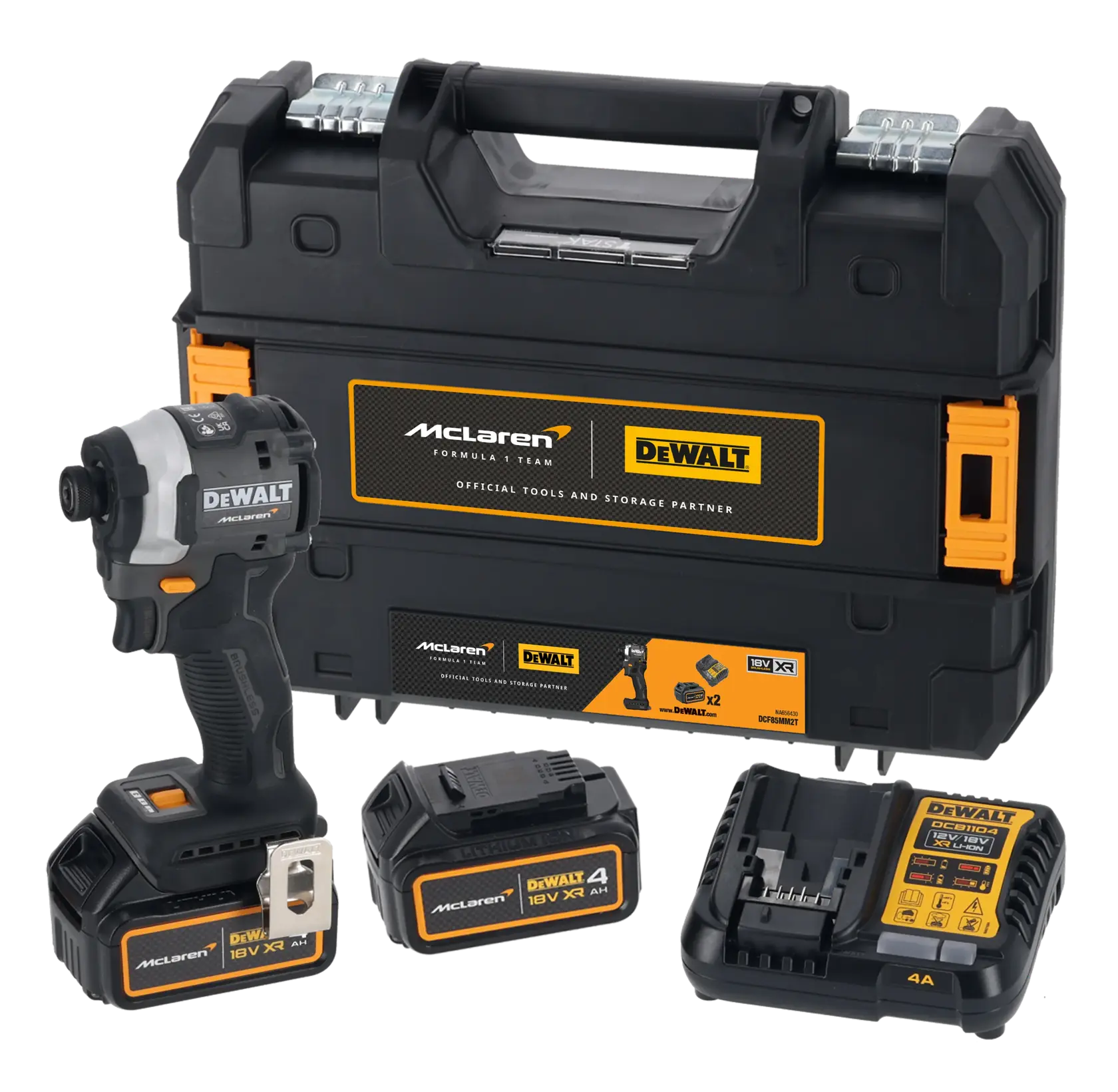 DEWALT x McLaren F1 Takımı 18V XR Fırçasız Darbeli Vidalama - 2 x 4Ah Akü ile