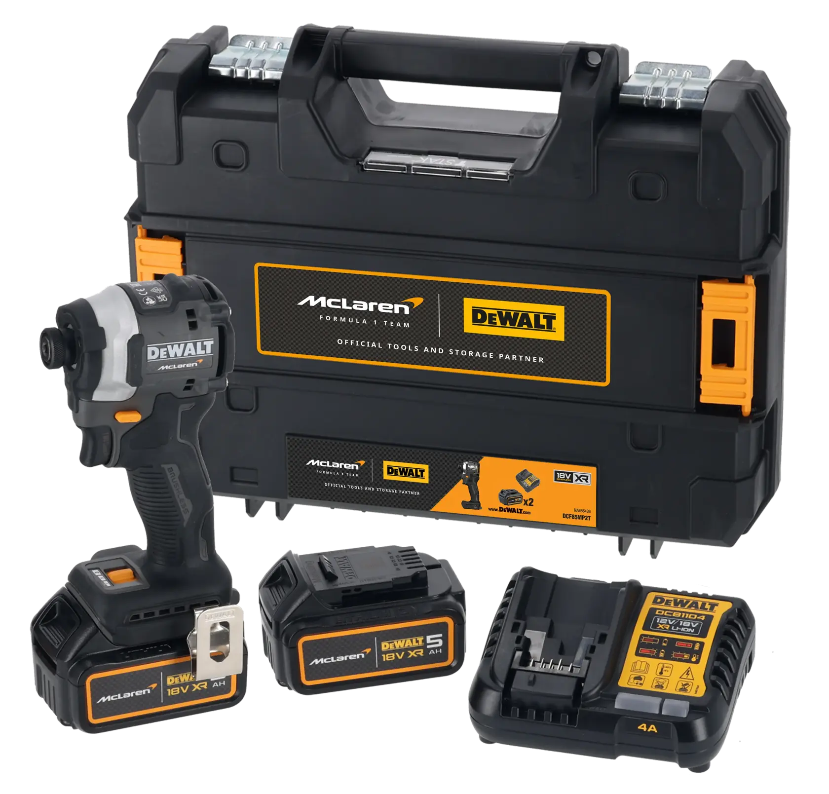 DEWALT x McLaren F1 Takımı 18V XR Fırçasız Darbeli Vidalama - 2 x 5Ah Akü ile