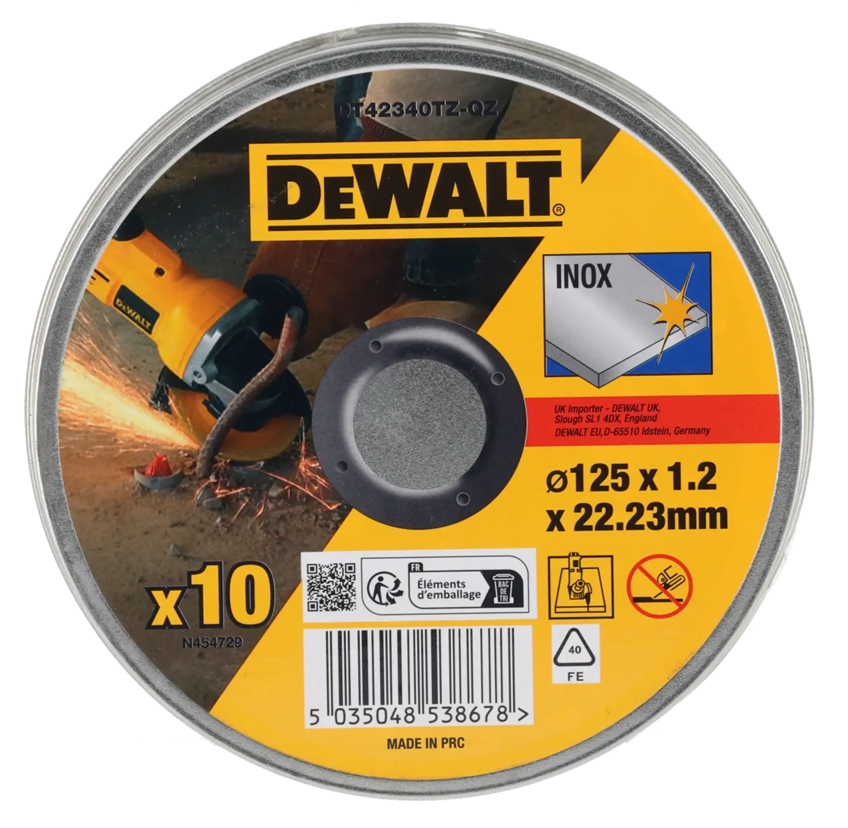 125mm x 1.2mm x 22.23mm bağlı aşındırıcılı inox kesme diski (10'lu teneke kutu)