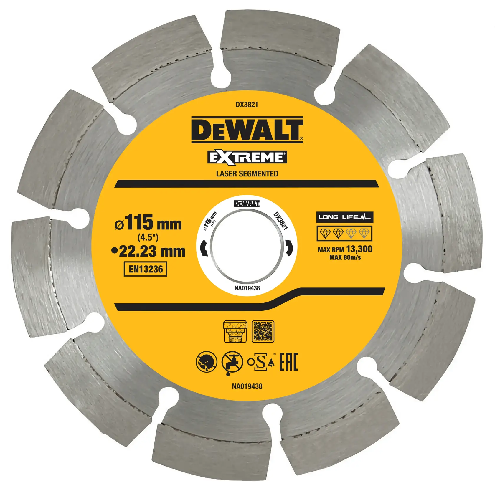 DEWALT® 115mm X 22.23mm Mermer/Granit Elmas Kesme Diski